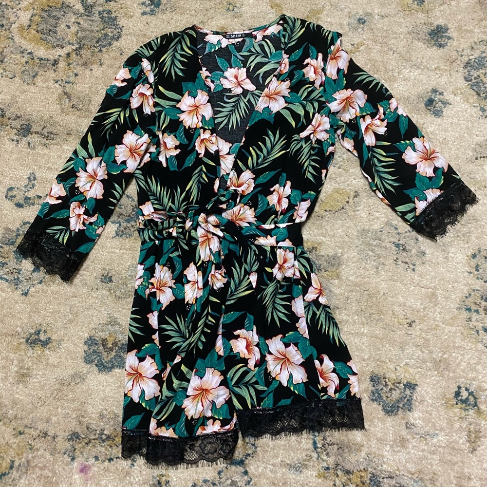 Tropical floral swim suit cover up, size large